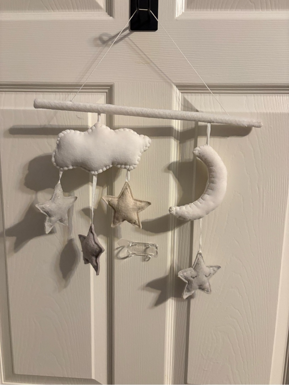 420- cloud island White and Gray Felt Moon & Star Nursery Mobile
